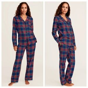Petite Plume Brushed Twill Windsor Tartan Check Pajamas PJ Set